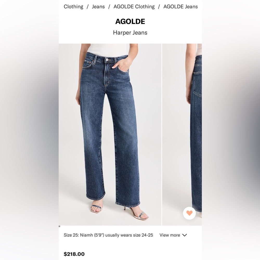 Agolde Harper Jeans in Tempo Size 28